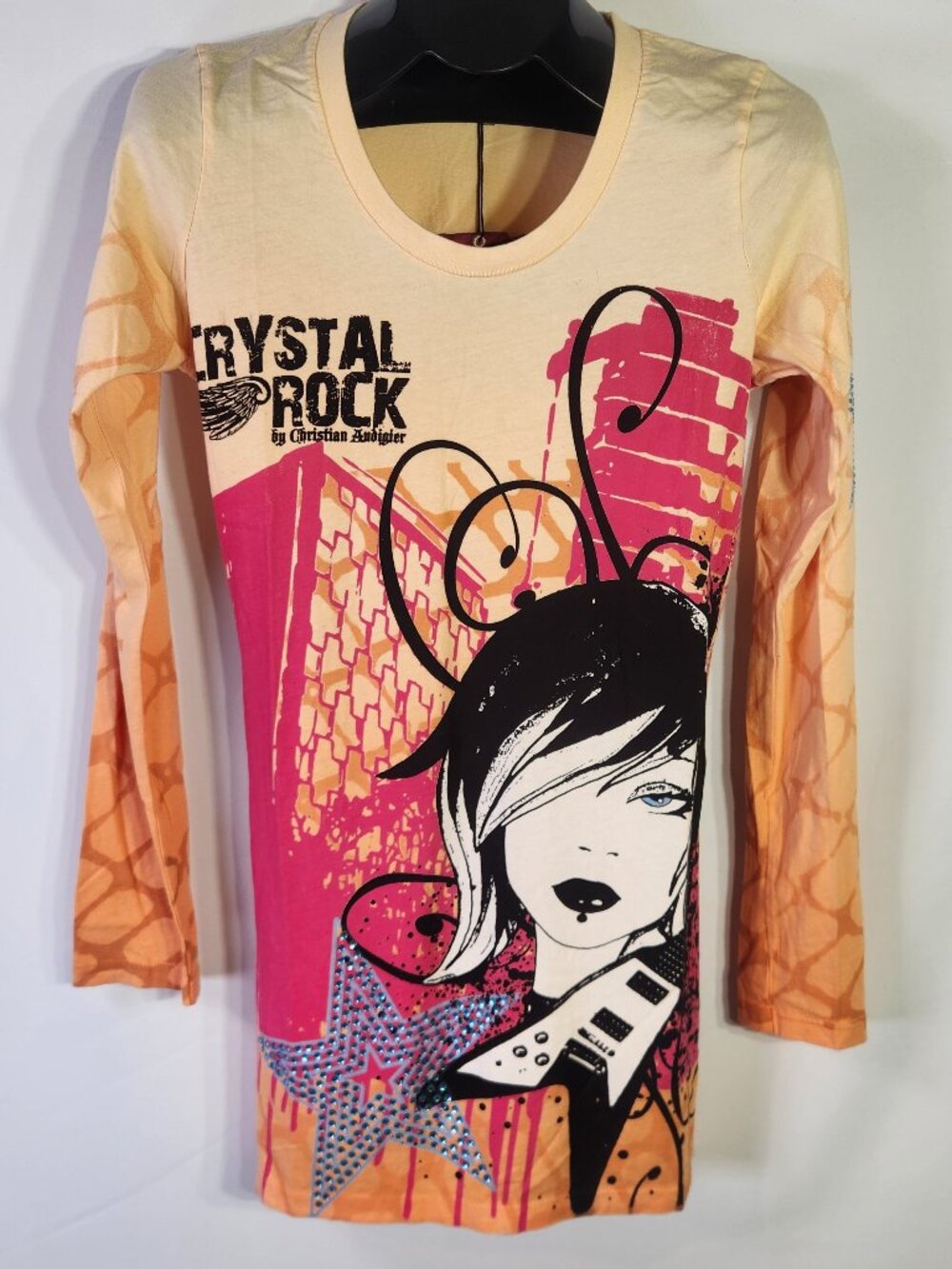 Crystal Rock by Christian Audigier Limited Edition #390/1000 Rocker Girl Tee – L
